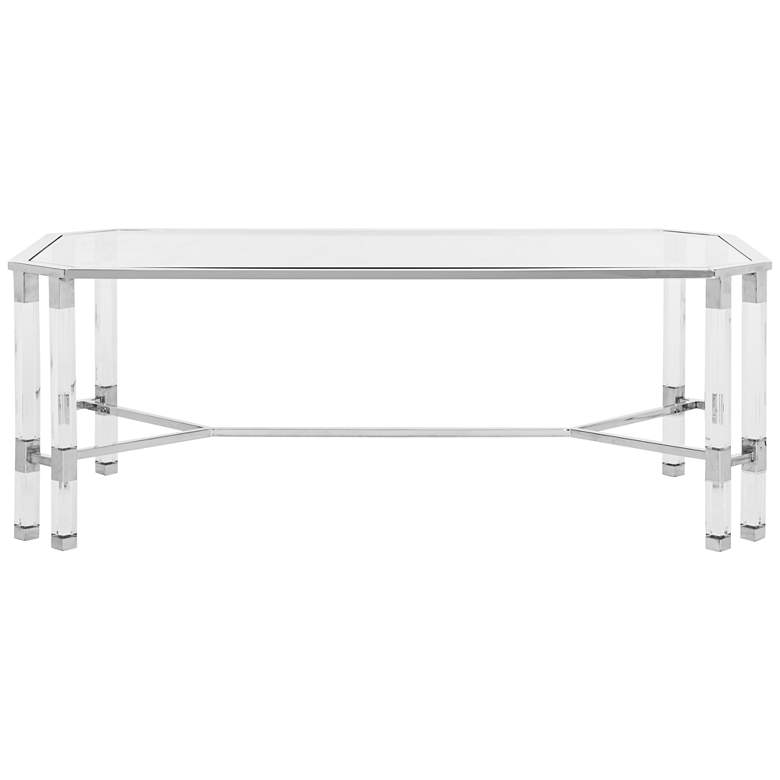 Image 1 Chandon 48" Wide Chrome Steel and Clear Glass Coffee Table