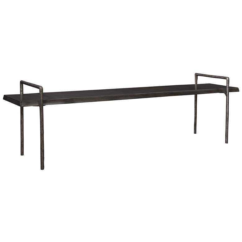 Image 2 Chandos 76" Wide Tarnished Silver and Dark Gray Bench