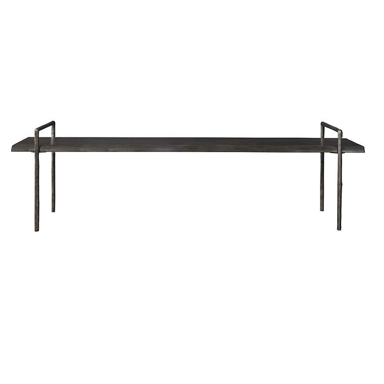 Image 3 Chandos 76" Wide Tarnished Silver and Dark Gray Bench more views