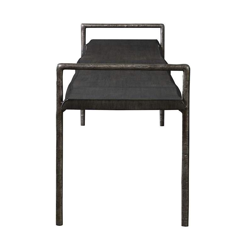 Image 4 Chandos 76" Wide Tarnished Silver and Dark Gray Bench more views