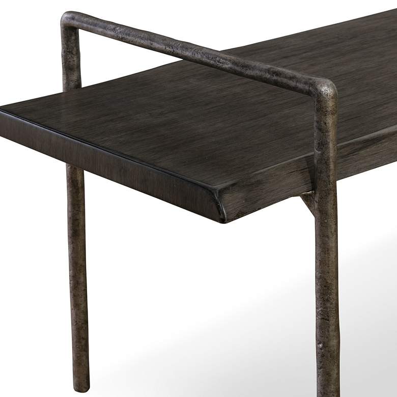Image 5 Chandos 76" Wide Tarnished Silver and Dark Gray Bench more views
