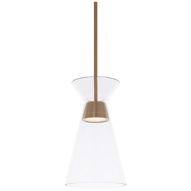 Image 2 Chandra 13.75"H x 7.88"W 1-Light Mini Pendant in Aged Brass