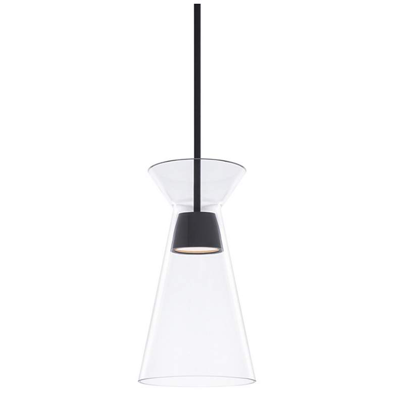 Image 1 Chandra 13.75"H x 7.88"W 1-Light Mini Pendant in Black