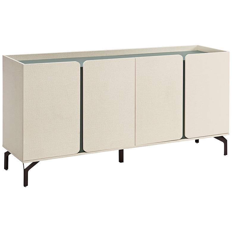 Image 2 Chandra 60" Wide Cream Weave Wood 4-Door Buffet