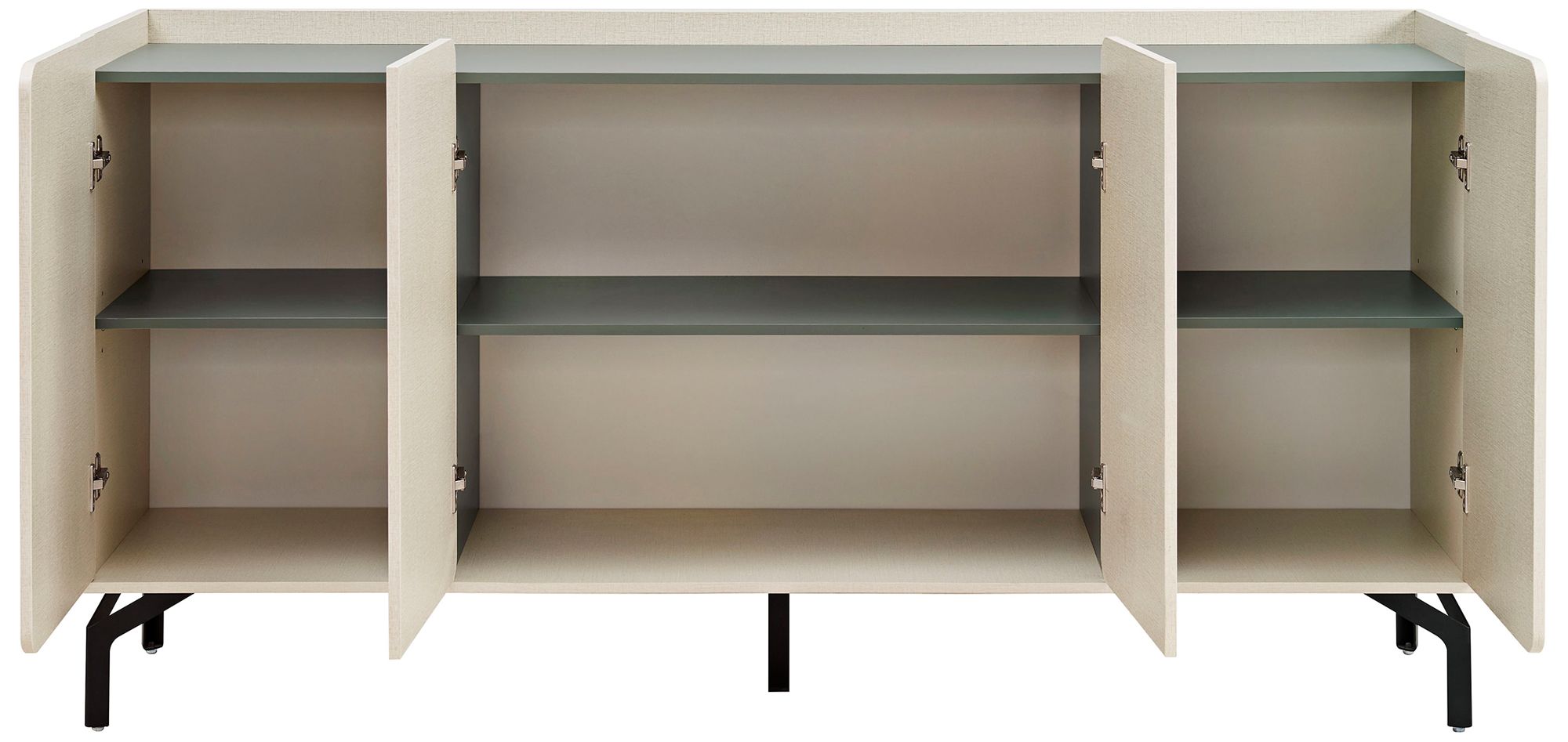 Chandra 60" Wide Cream Weave Wood 4-Door Buffet