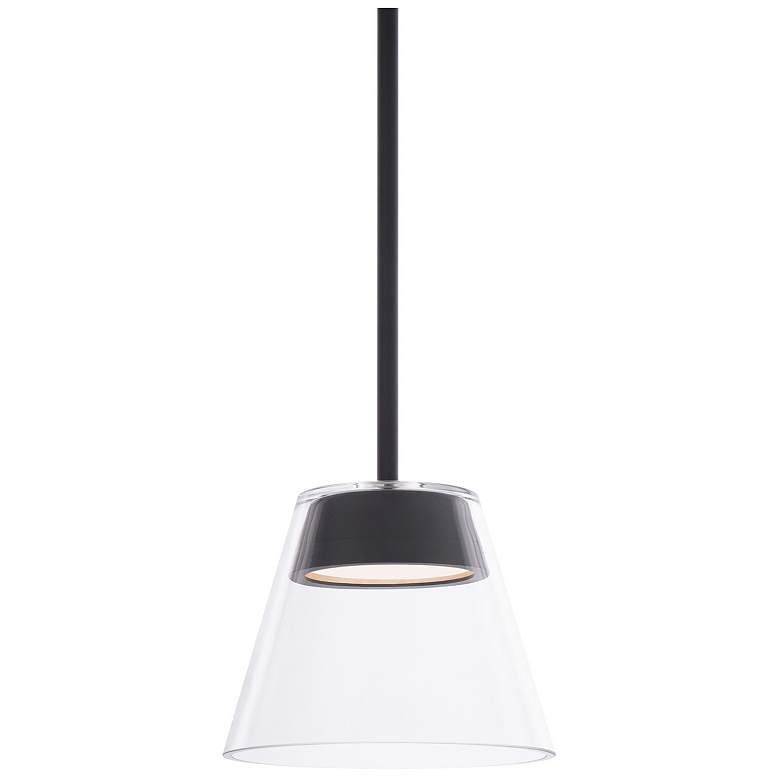 Image 2 Chandra 7 1/2" Wide Black LED Mini Pendant w/ Clear Glass