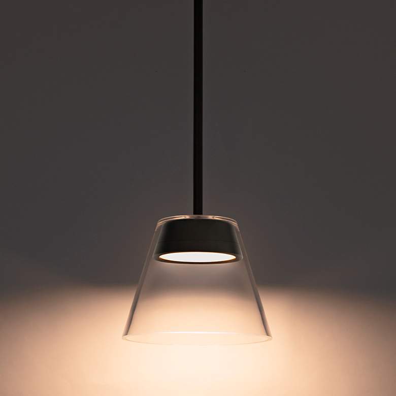 Image 1 Chandra 7 1/2" Wide Black LED Mini Pendant w/ Clear Glass