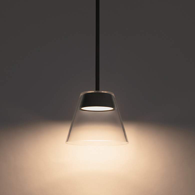 Image 4 Chandra 7 1/2" Wide Black LED Mini Pendant w/ Clear Glass more views