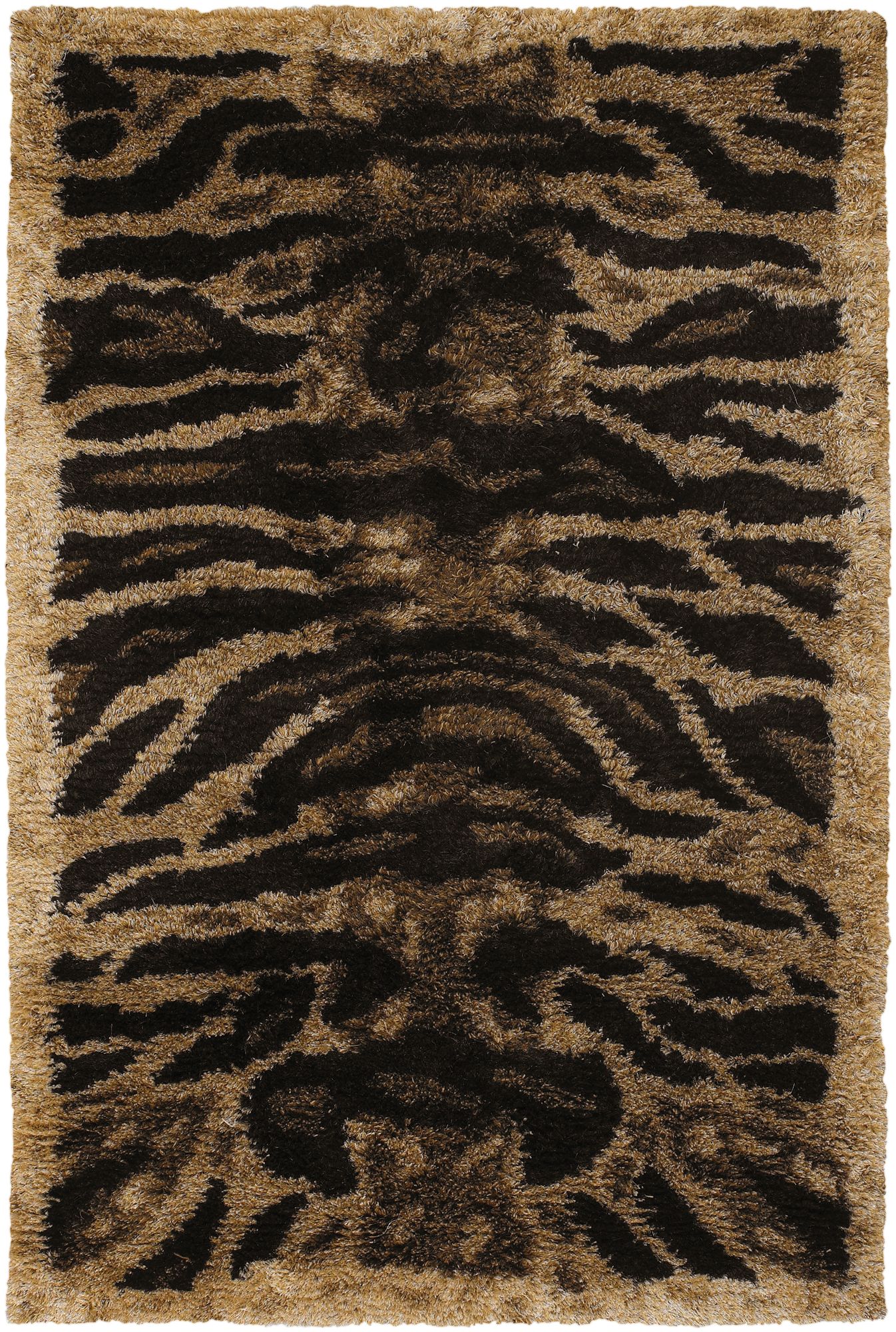 Chandra Amazon AMA5603 Black, Tan and Gold Tiger Area Rug - #6F829