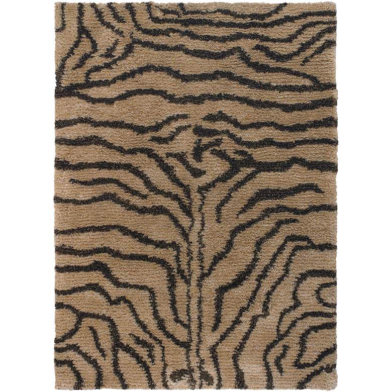Image 1 Chandra Amazon AMA5601 5'x7'6" Black and Tan Tiger Area Rug