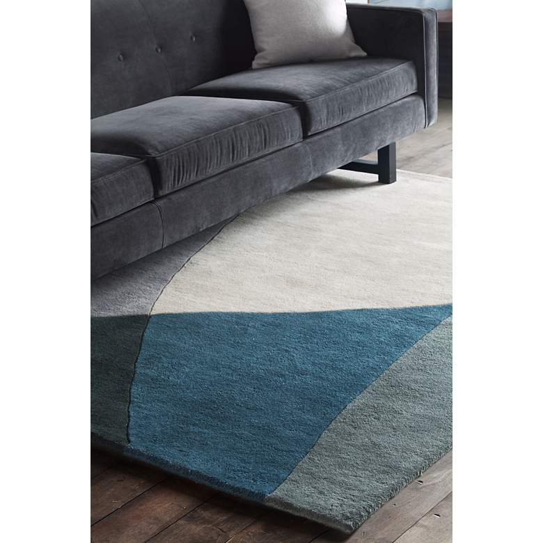 Image 2 Chandra BEN3003 5'x7'6" Blue and Gray Wool Area Rug more views