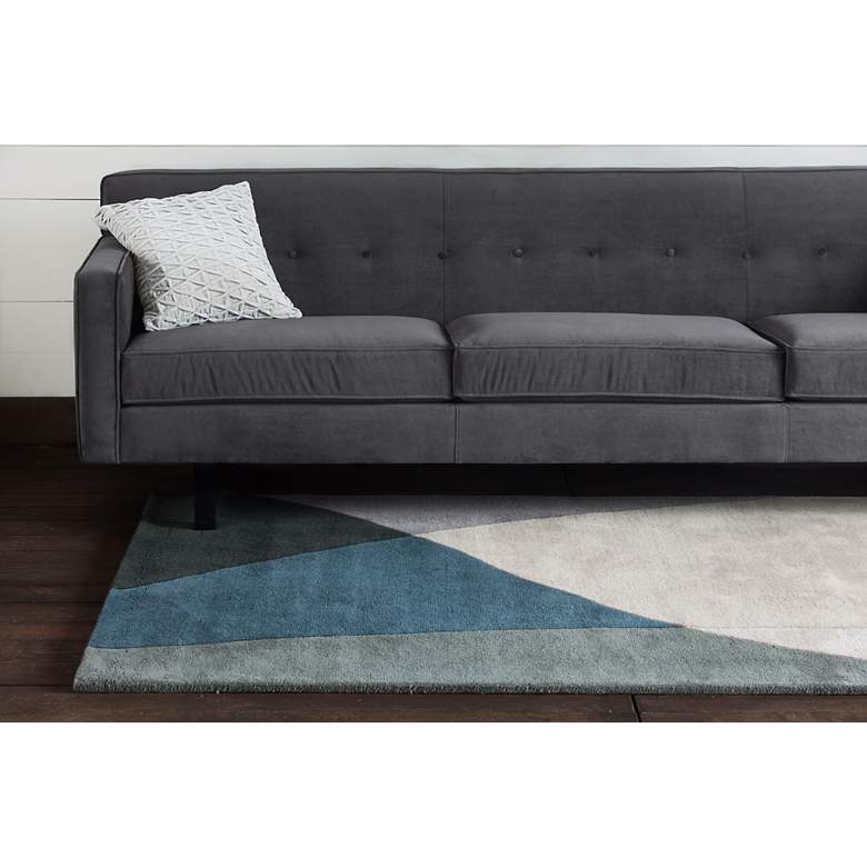 Image 3 Chandra BEN3003 5'x7'6" Blue and Gray Wool Area Rug more views