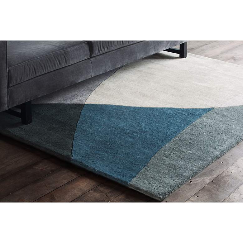 Image 5 Chandra BEN3003 5'x7'6" Blue and Gray Wool Area Rug more views