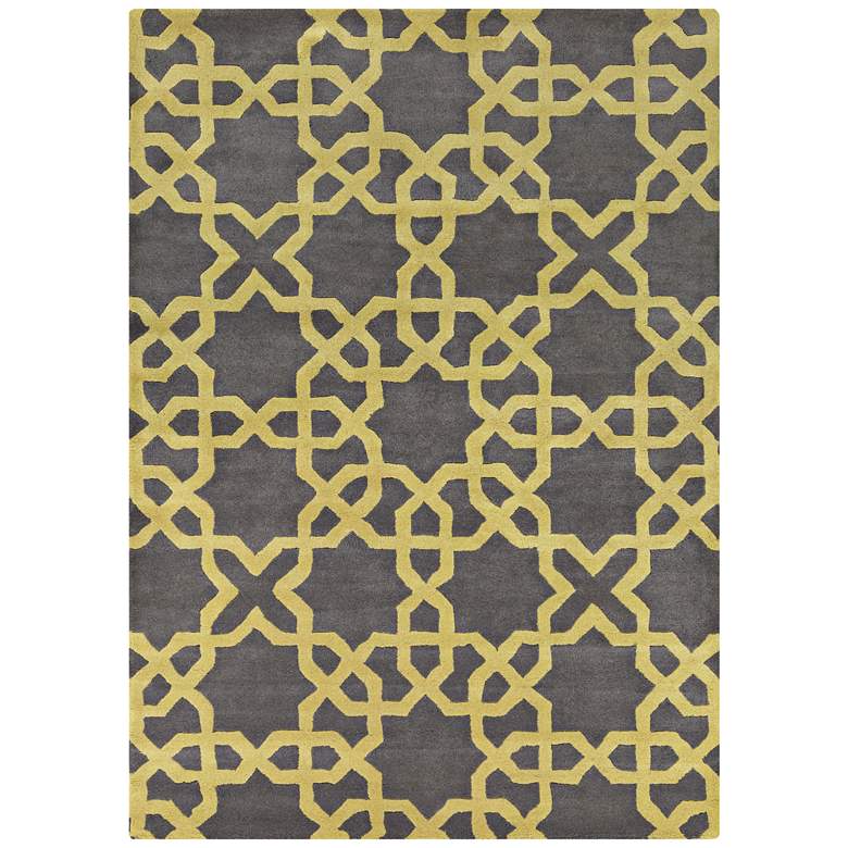 Image 1 Chandra Davin DAV25802 5'x7' Charcoal Wool Area Rug