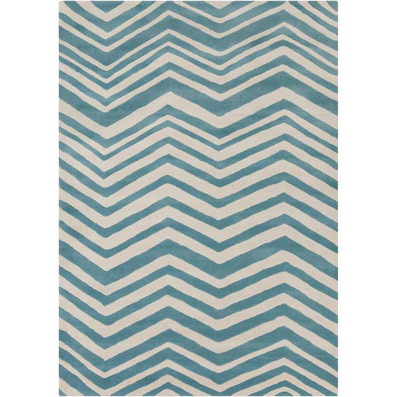 Image 1 Chandra Davin DAV25807 5'x7' Blue Wool Area Rug