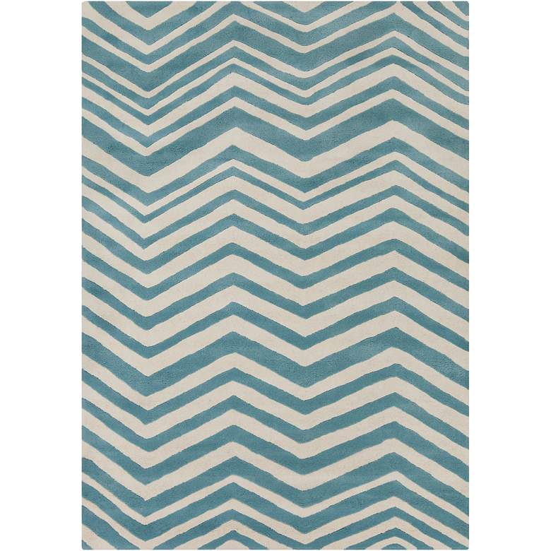 Image 1 Chandra Davin DAV25807 5&#39;x7&#39; Blue Wool Area Rug