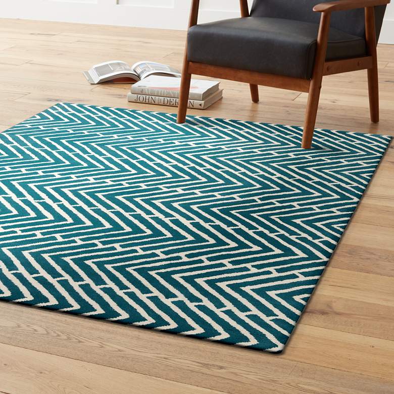 Image 1 Chandra Davin DAV25812 5'x7' Blue Wool Area Rug