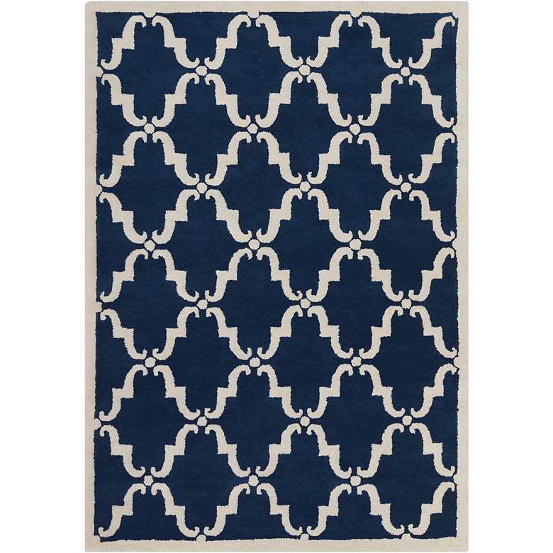 Image 1 Chandra Davin DAV25825 5'x7' Navy Wool Area Rug