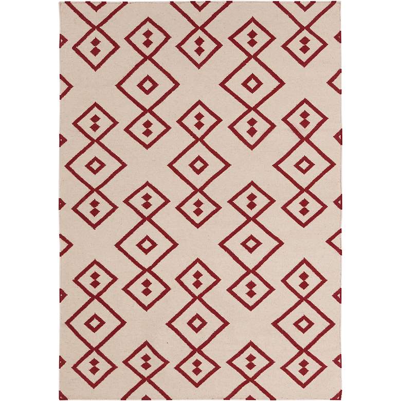 Image 1 Chandra Lima LIM25711 5&#39;x7&#39; Beige and Red Wool Area Rug