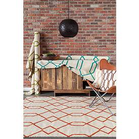 Image3 of Chandra Lima LIM25712 5'x7' Beige and Orange Area Rug more views