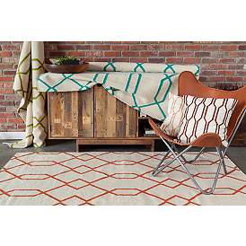 Image4 of Chandra Lima LIM25712 5'x7' Beige and Orange Area Rug more views