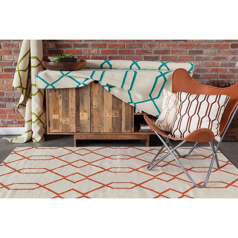 Image 4 Chandra Lima LIM25712 5'x7' Beige and Orange Area Rug more views