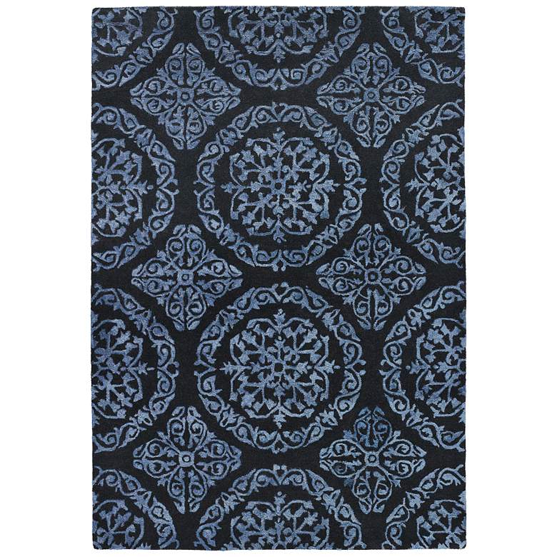 Image 1 Chandra Satara 5&#39;x7&#39;6 inch Black and Blue Wool Area Rug