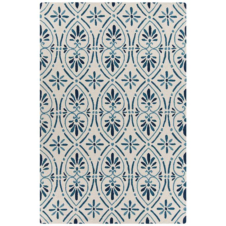 Image 1 Chandra Terra 5&#39;x7&#39;6 inch Cream and Blue Outdoor Area Rug