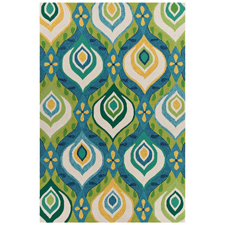 Image 1 Chandra Terra 5'x7'6" Green, Blue and Yellow Area Rug