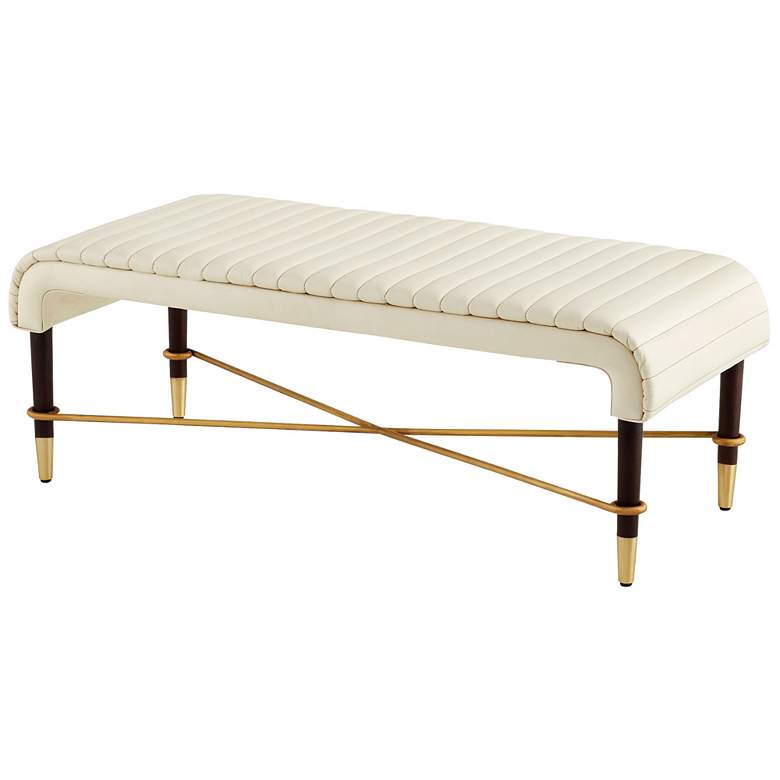 Image 1 Channel Bench - Off-White - Walnut - Brass