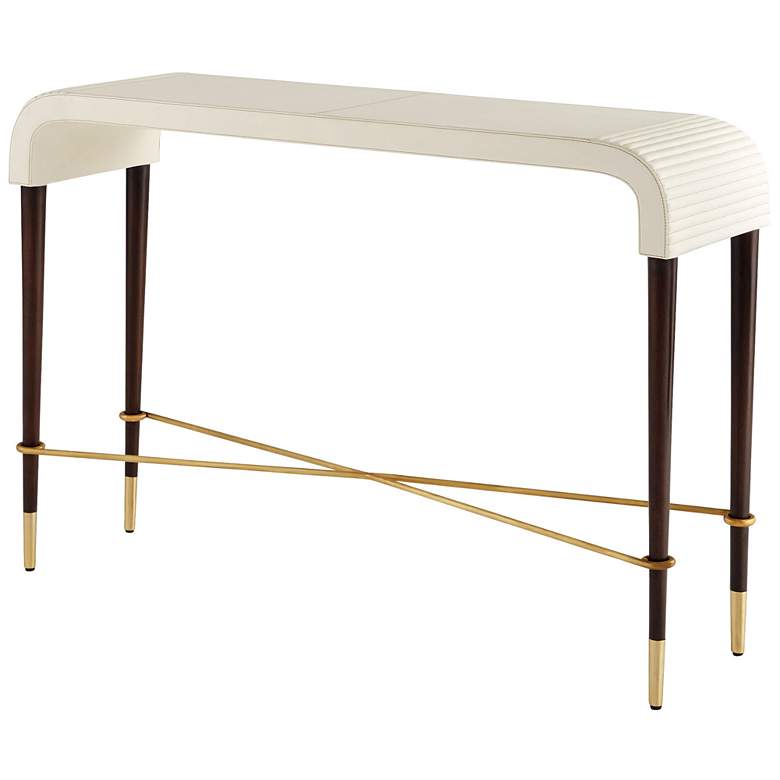 Image 1 Channel Console Table - Off-White - Walnut - Brass