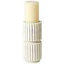Channel Flat White Marble 11 1/2" High Pillar Candle Holder