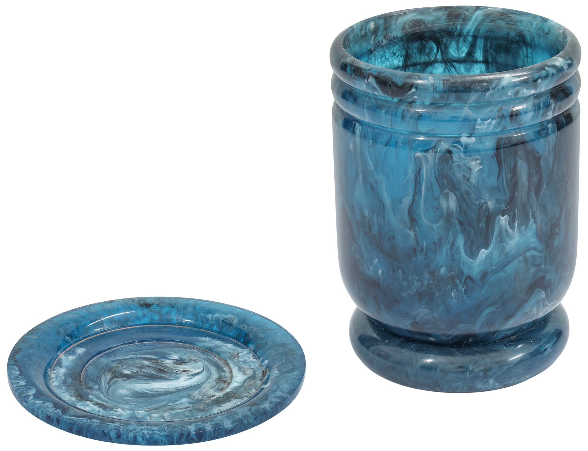 Image 2 Channeled Blue Swirl Resin Kiddush Cup more views