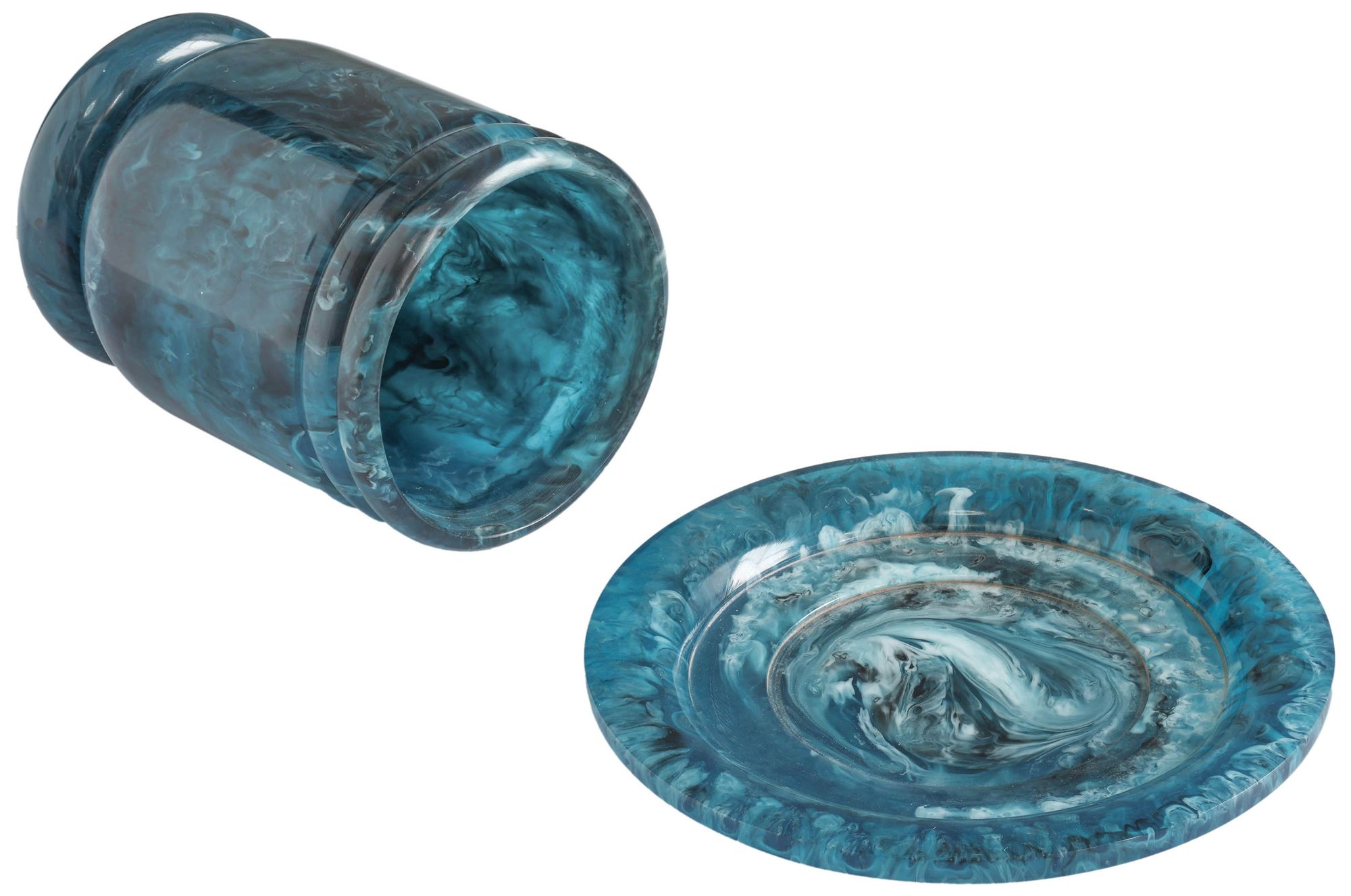 Image 3 Channeled Blue Swirl Resin Kiddush Cup more views