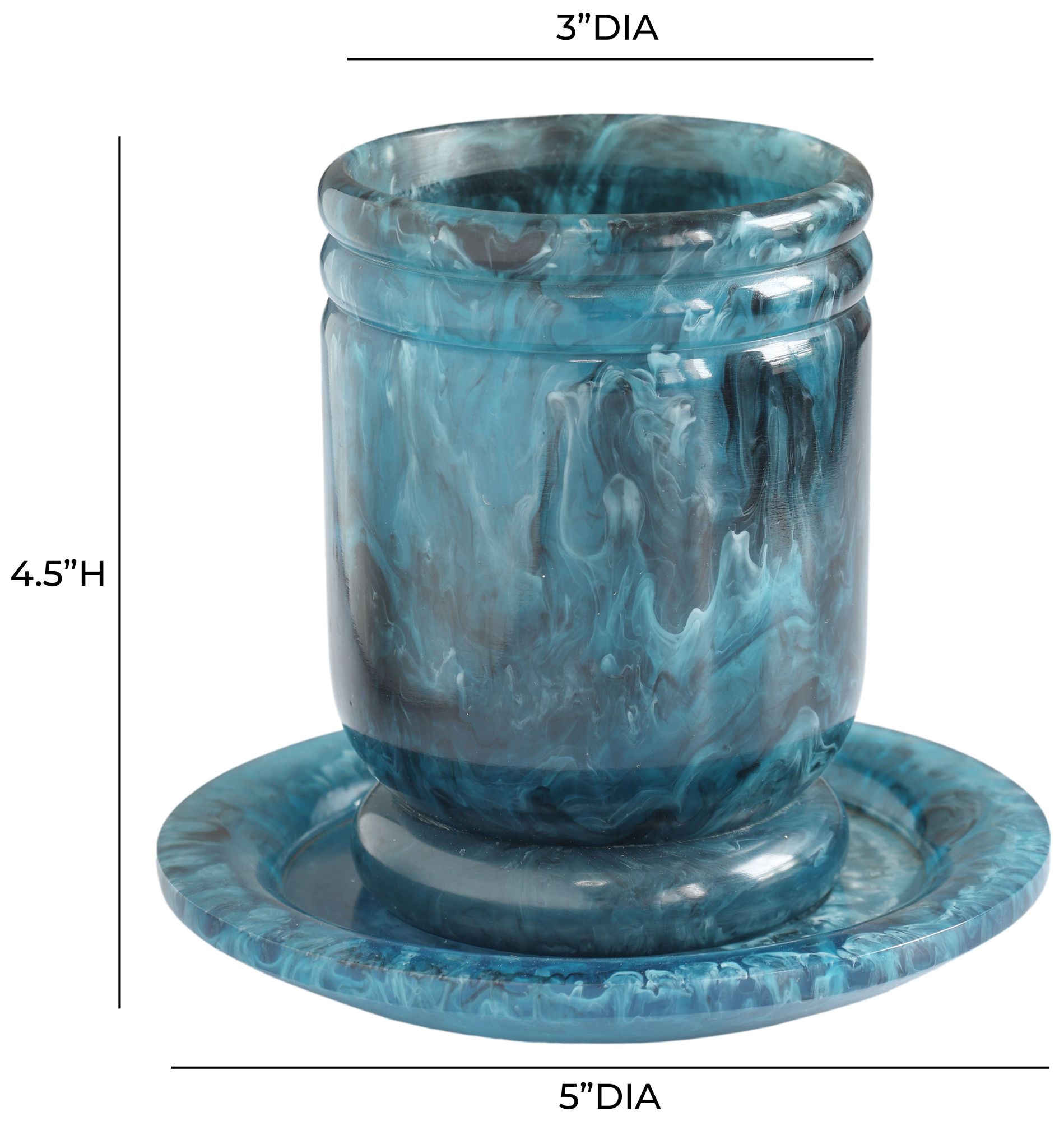Image 4 Channeled Blue Swirl Resin Kiddush Cup more views