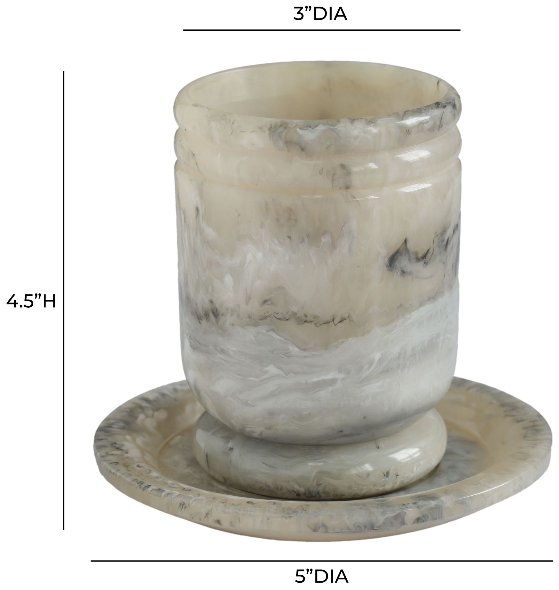 Image 4 Channeled Onyx Swirl Resin Kiddush Cup more views