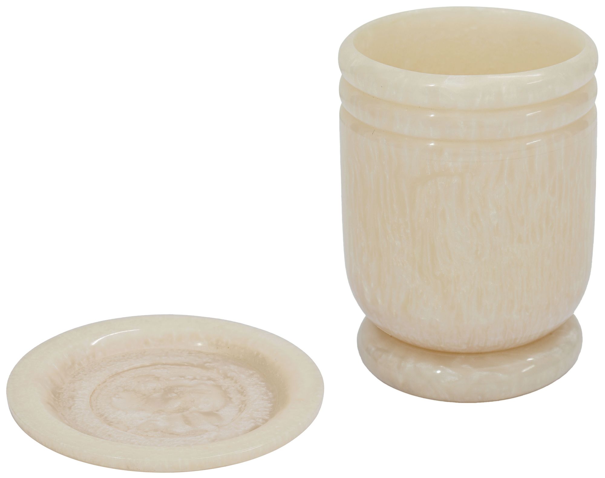 Image 2 Channeled Tan Swirl Resin Kiddush Cup more views