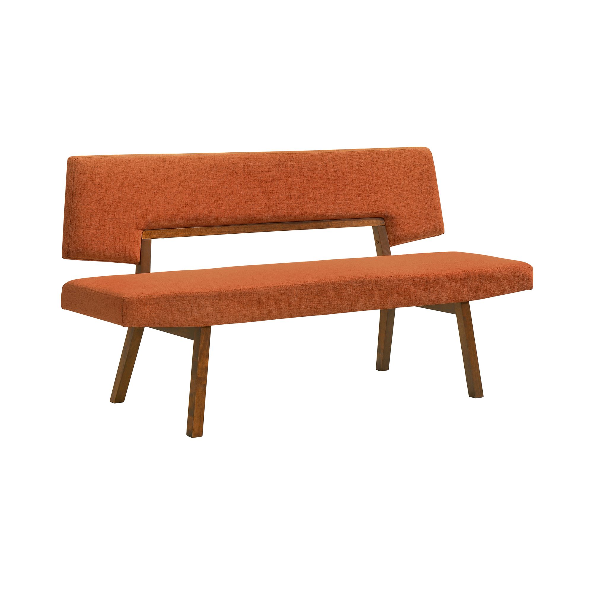 Image 3 Channell 5 Piece Dining Table Set with Benches in Walnut and Orange Fabric more views