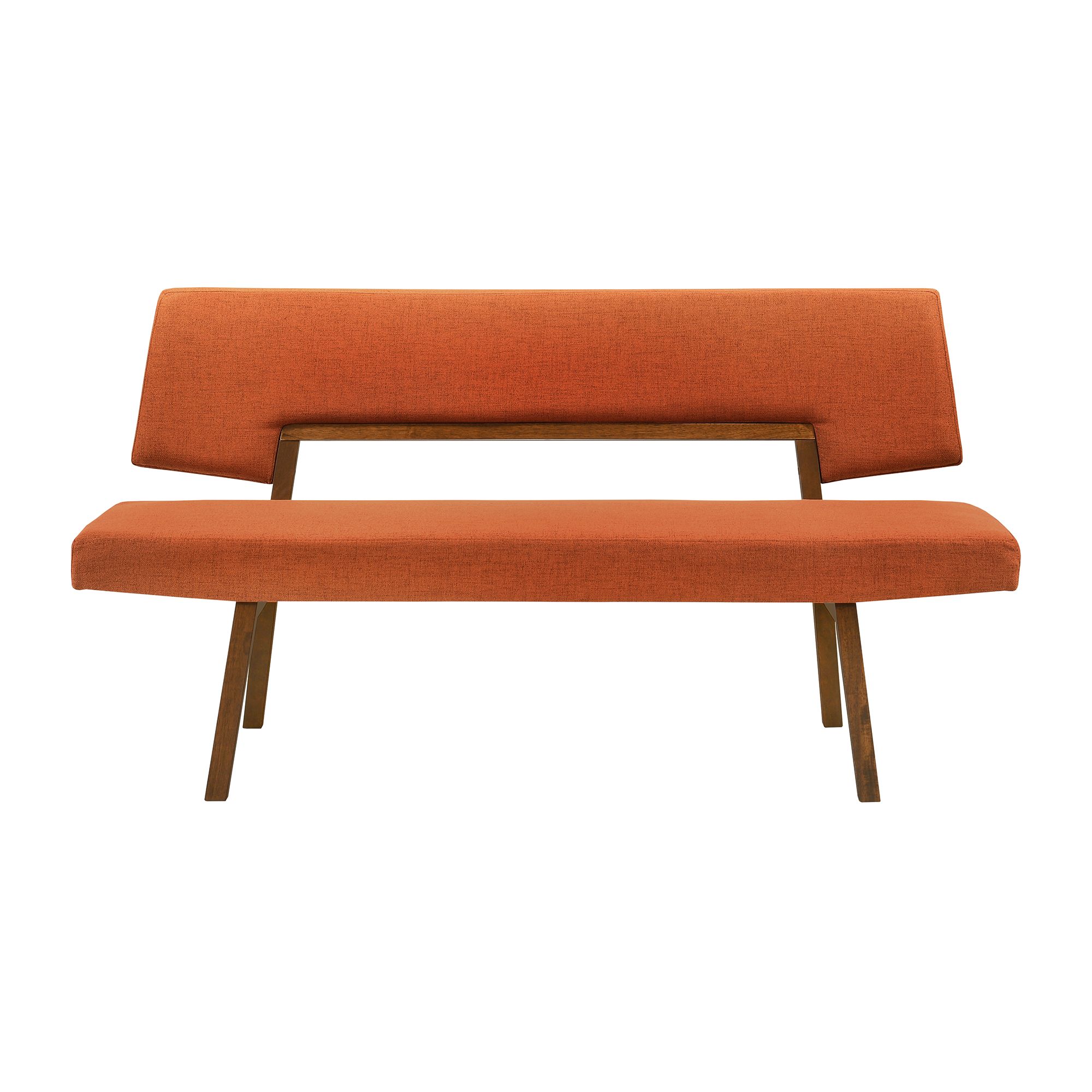 Image 5 Channell 5 Piece Dining Table Set with Benches in Walnut and Orange Fabric more views