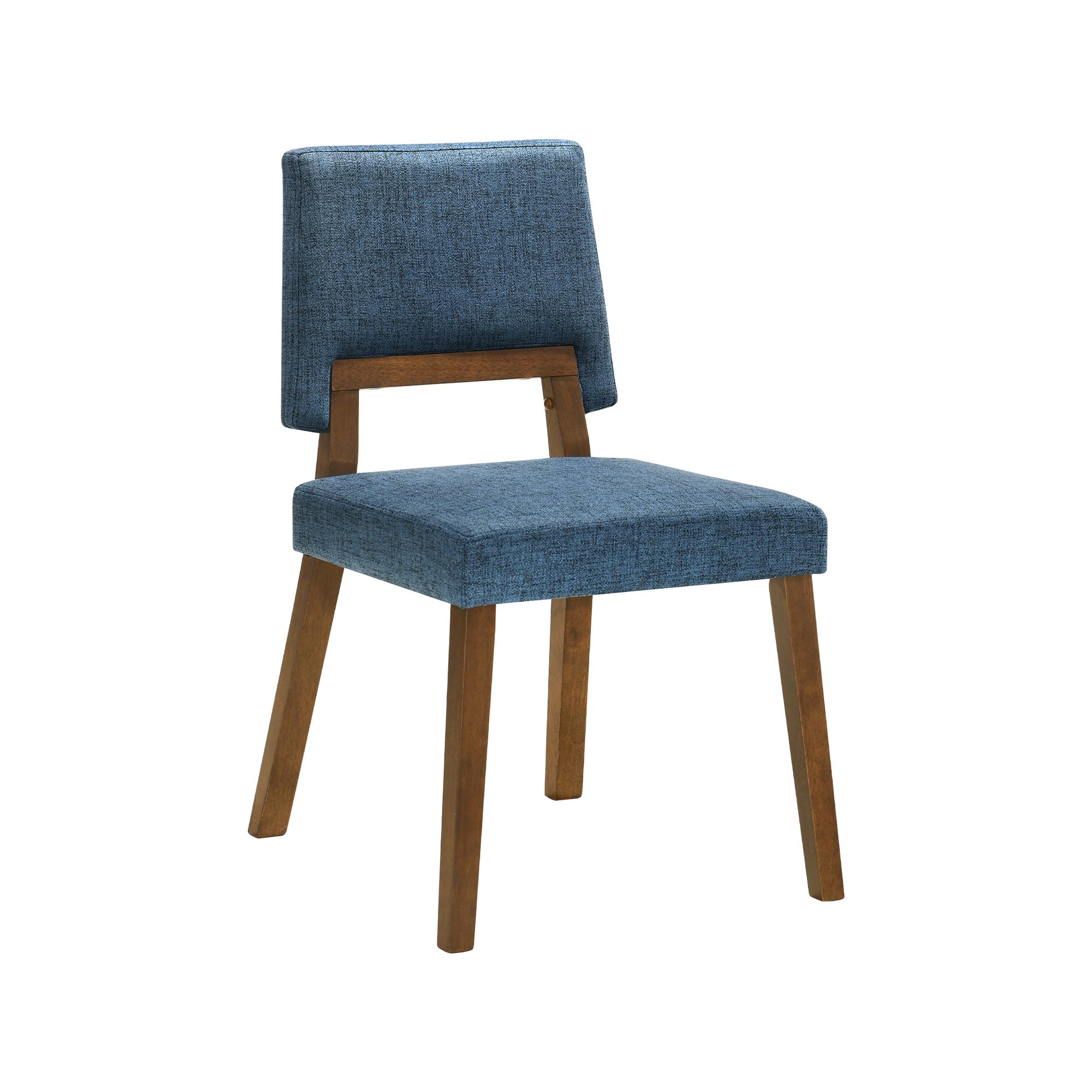 Image 3 Channell 6 Piece Dining Table Set with Bench in Walnut Wood, Blue Fabric more views