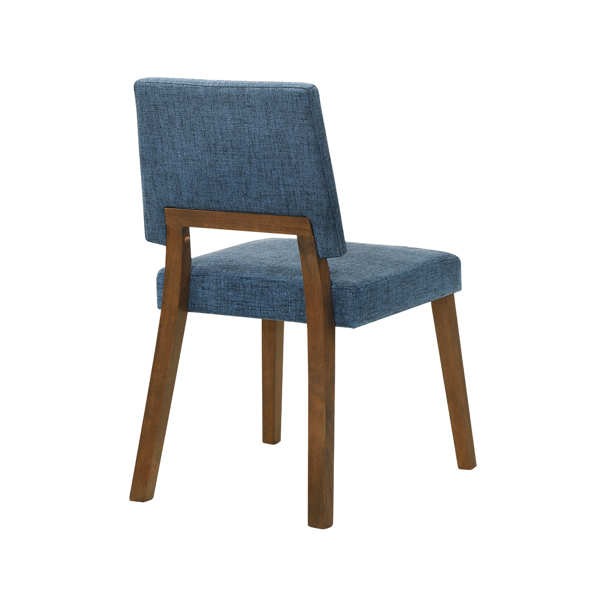 Image 5 Channell 6 Piece Dining Table Set with Bench in Walnut Wood, Blue Fabric more views