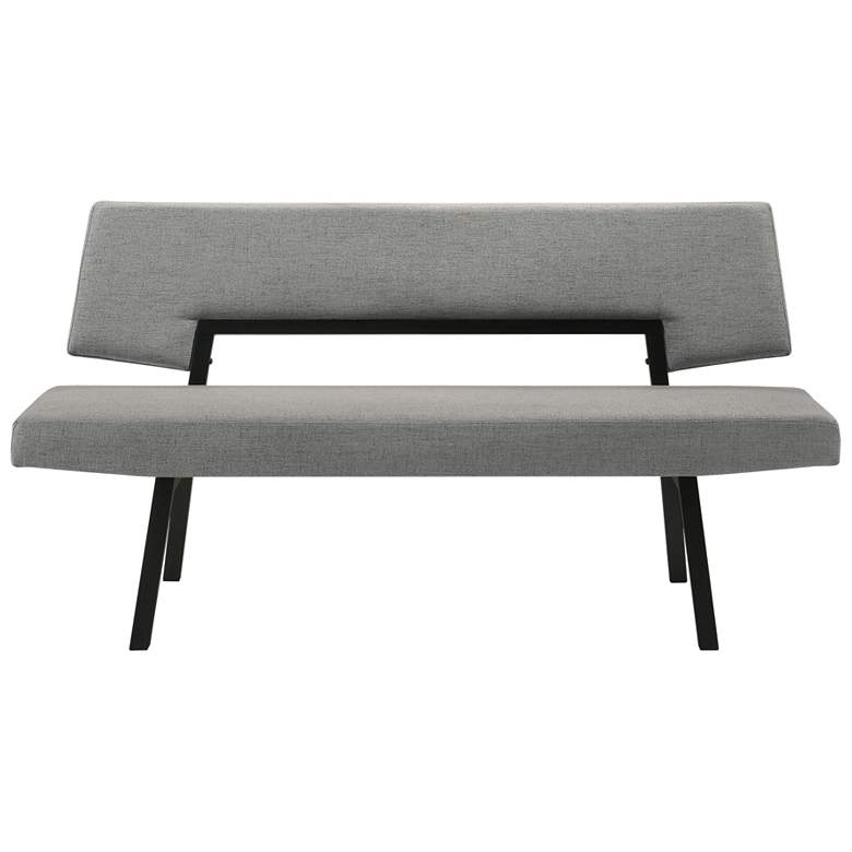 Image 1 Channell 63 in. Dining Bench in Wood and Black Finish with Charcoal Fabric