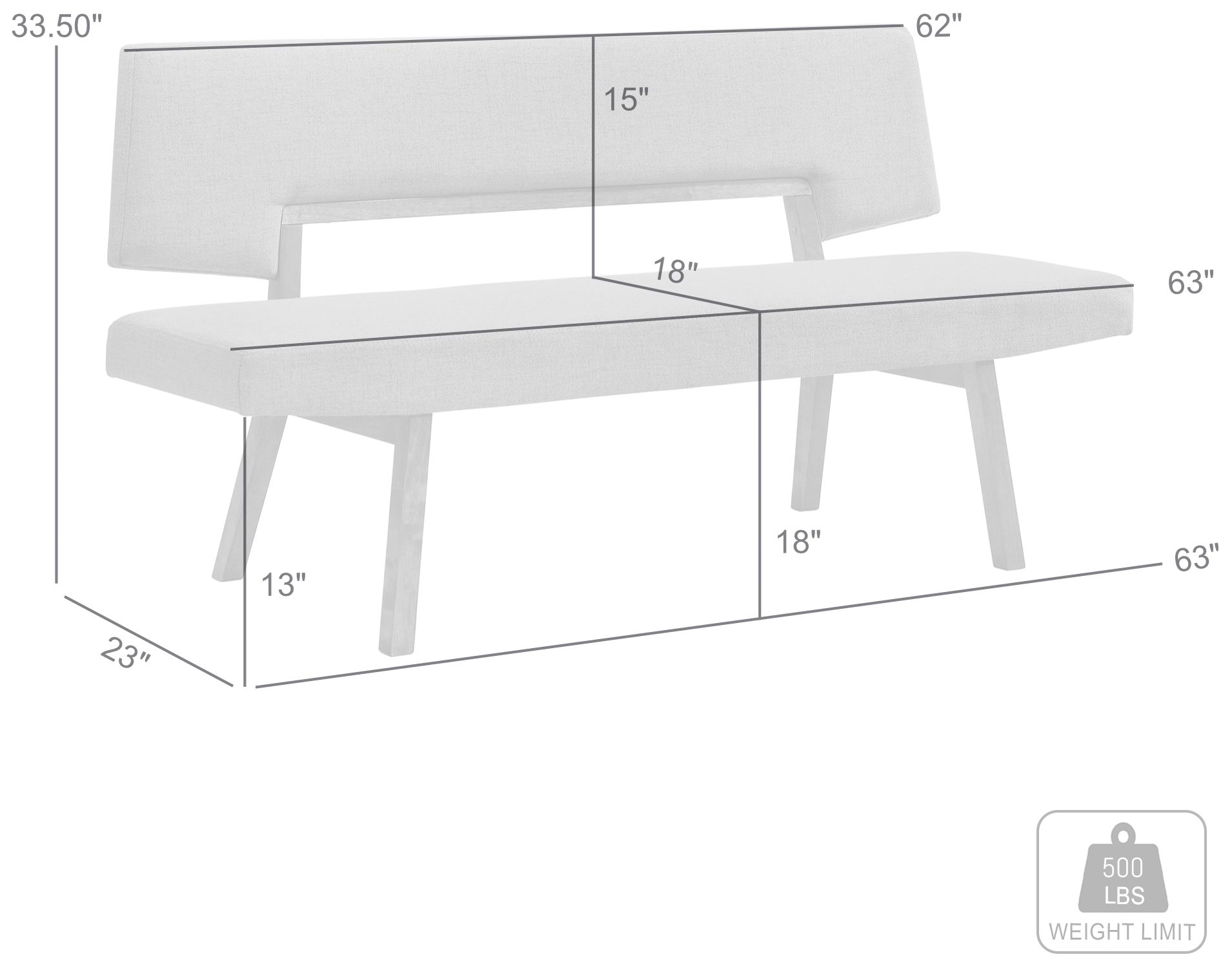 Image 7 Channell 63 in. Dining Bench in Wood and Walnut Finish with Charcoal Fabric more views