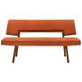 Channell 63 in. Dining Bench in Wood and Walnut Finish with Orange Fabric