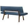 4_Channell 63" Wide Blue Fabric Walnut Wood Dining Bench more views