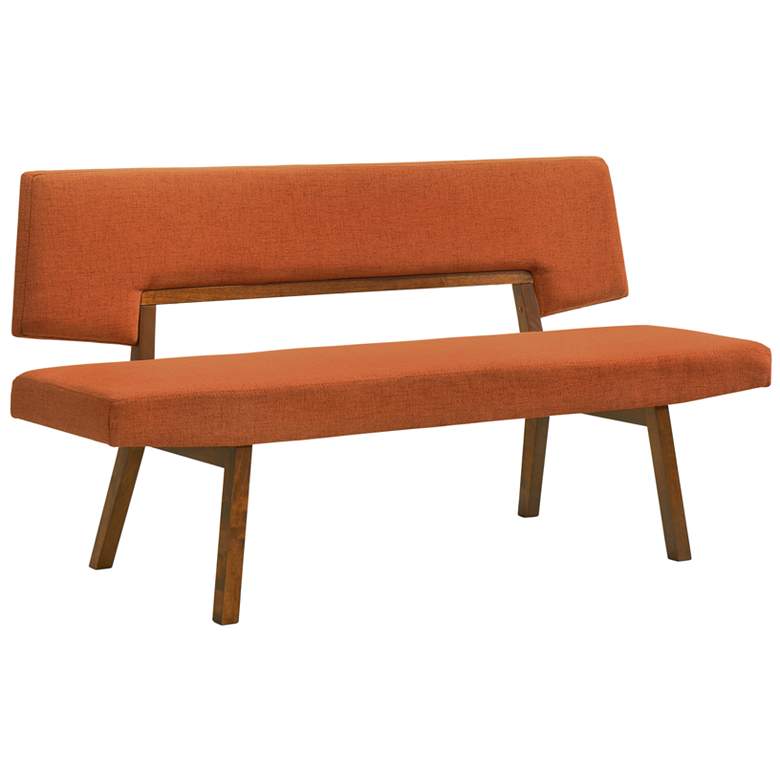 Image 3 Channell 63" Wide Orange Fabric Walnut Wood Dining Bench more views
