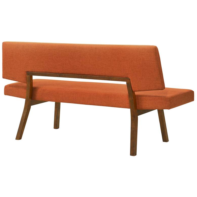 Image 4 Channell 63" Wide Orange Fabric Walnut Wood Dining Bench more views