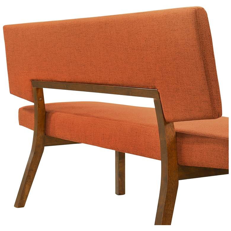 Image 5 Channell 63" Wide Orange Fabric Walnut Wood Dining Bench more views