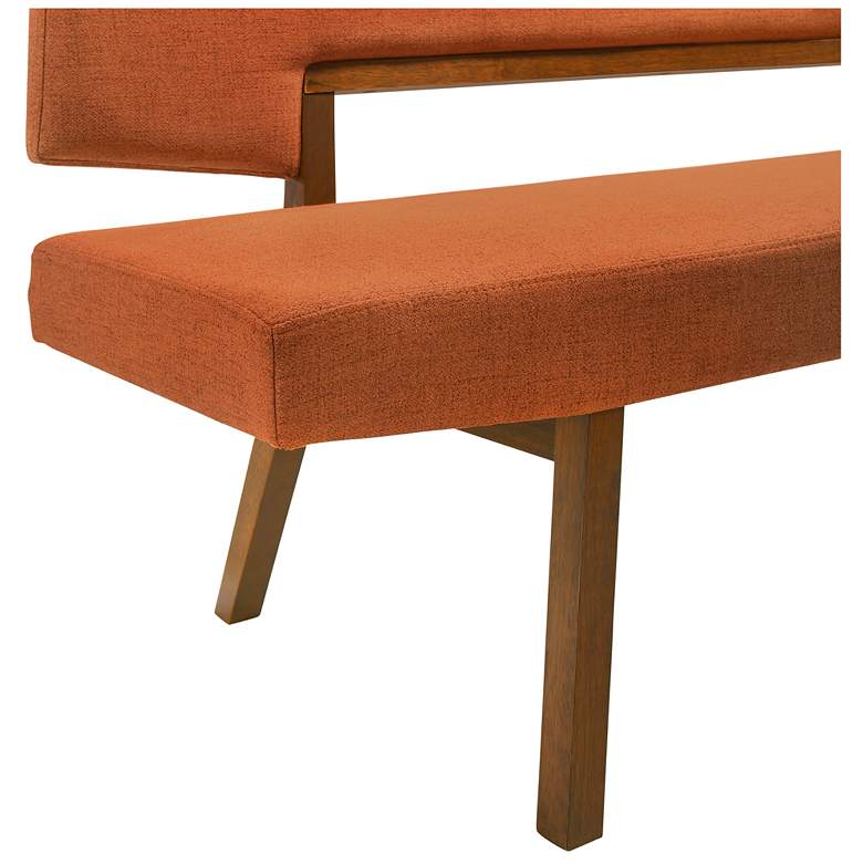 Image 6 Channell 63" Wide Orange Fabric Walnut Wood Dining Bench more views