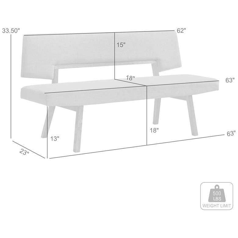 Image 7 Channell 63" Wide Orange Fabric Walnut Wood Dining Bench more views